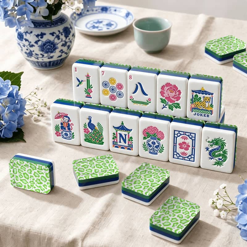 Splash Of Mahj And Color Co. Cheetah Limongreen Chinoiserie Chic — Limongreen