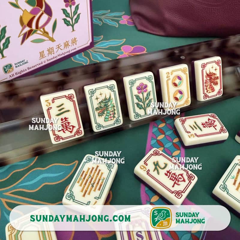 Sunday Mahjong Plum Panda Tile Set — Purple