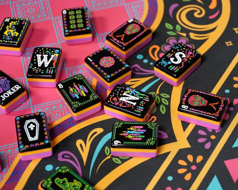 Rack It Mahjong Day of the Dead Tile Set (Día de los Muertos) — Hot pink