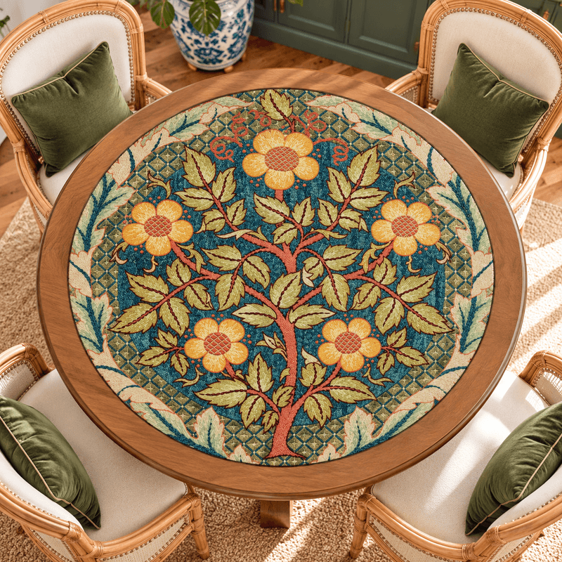 Splash Of Mahj And Color Co. William Morris Inspired Tapestry Tree Round