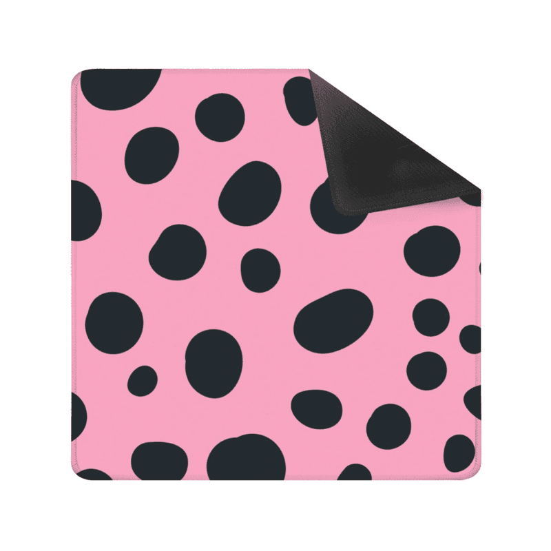 Yolo Mahjong Pink Black Polka Dot Square Mat