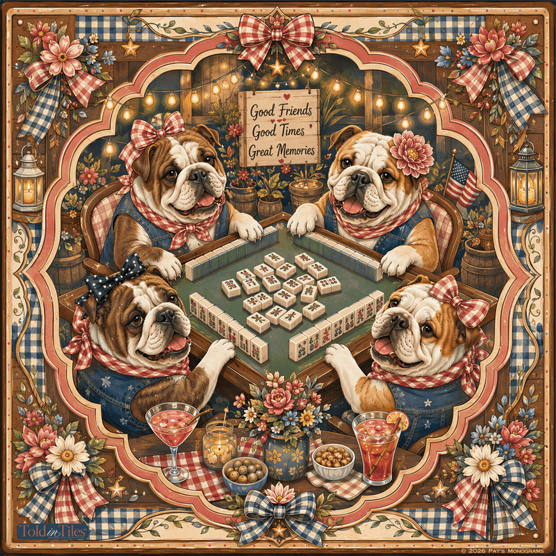 Pat's Monograms Good Friends, Great Tiles — English Bulldogs