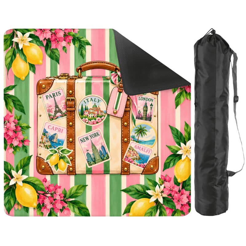 Splash Of Mahj And Color Co. Mini Travel Mat, Pink Green Preppy Design