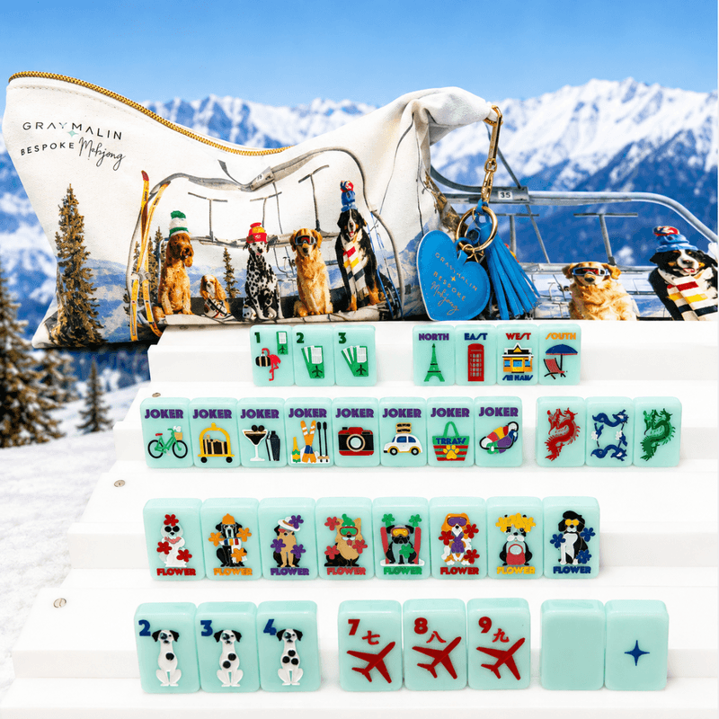 Bespoke Mahjong Gray Malin Getaway Dogs — Icy Blue