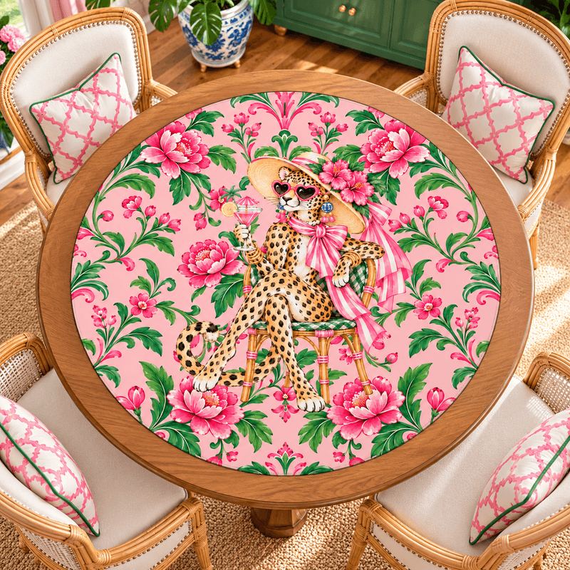 Splash Of Mahj And Color Co. Chinoiserie Chic Leopard Round