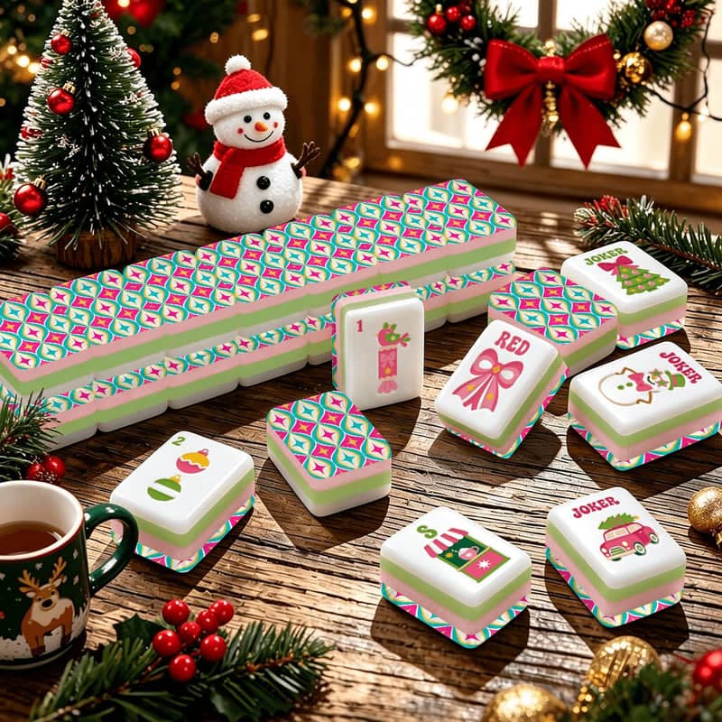 Splash Of Mahj And Color Co. Preppy Modcentric Hot Pink And Aqua Christmas — Hot Pink And Aqua