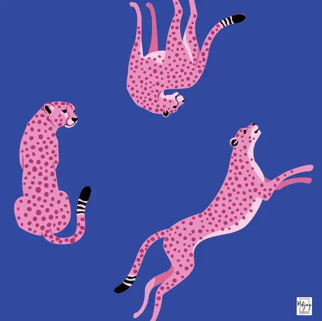 Bespoke Mahjong FLIRTY LEOPARDS MAT - COBALT BLUE