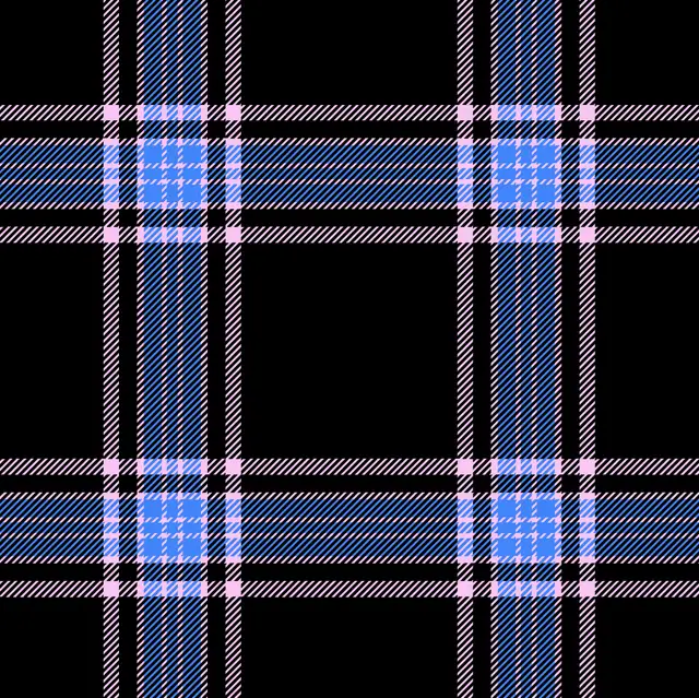 Bespoke Mahjong TARTAN PLAID - BLACK/ROYAL BLUE/PINK