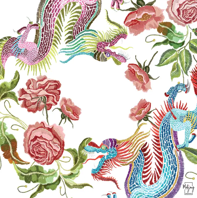 Bespoke Mahjong YEAR OF THE DRAGON MAT - DOVE WHITE