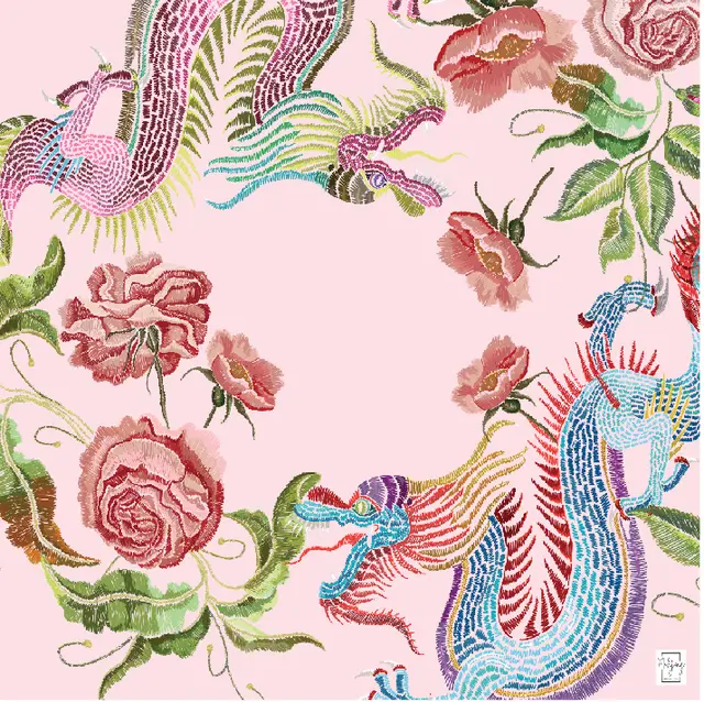 Bespoke Mahjong YEAR OF THE DRAGON MAT - PINK BLUSH