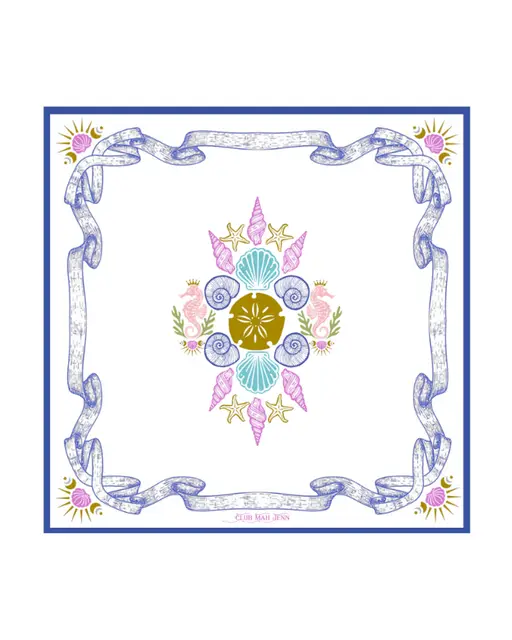 Club Mahjenn Flowers of the Sea Leatherette Mat - Navy September Estimated Availability