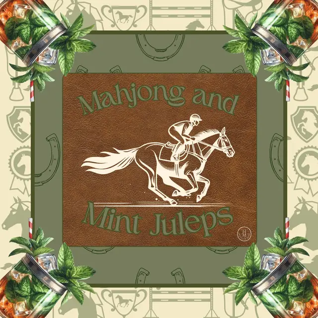 House of Mahj Mahjong & Mint Juleps Derby Mahjong Mat 33" x 33" (Ships Rolled up)
