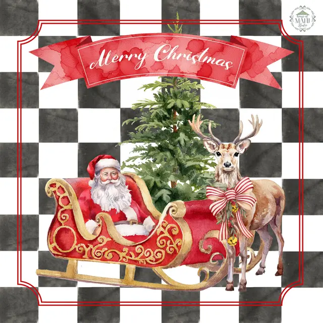House of Mahj Merry Santa CHECK Mat 33" x 33" Mahjong Mat (ships rolled)