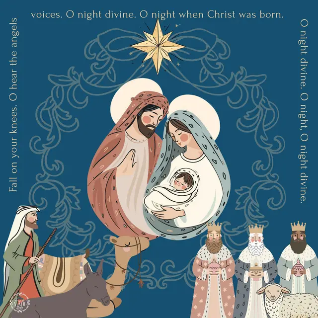 House of Mahj Oh Holy Night Mahjong Mat 33" x 33" (ships rolled)