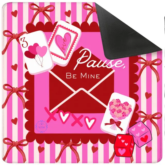 House of Mahj Pause, Be Mine Valentine Mat 33" x 33" (Ship Rolled up)