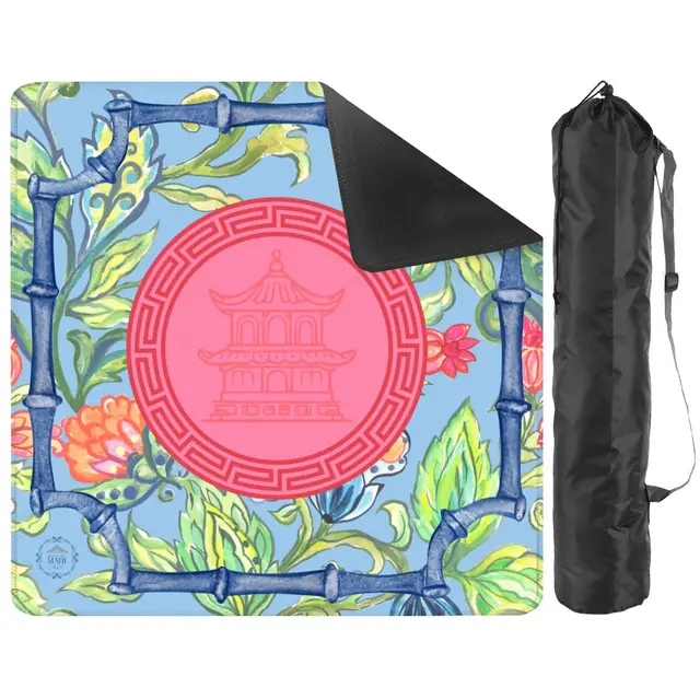 House of Mahj Peaceful Pagoda Travel Mahjong Mat 20.9"x20.9" (Ship Rolled up)