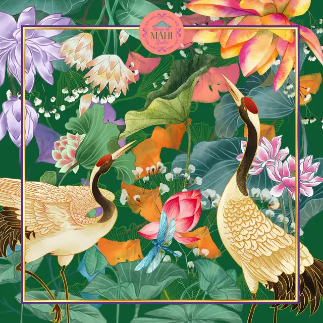 House of Mahj Tropical Paradise Mahjong Mat 33" x 33" (Ship Rolled up)