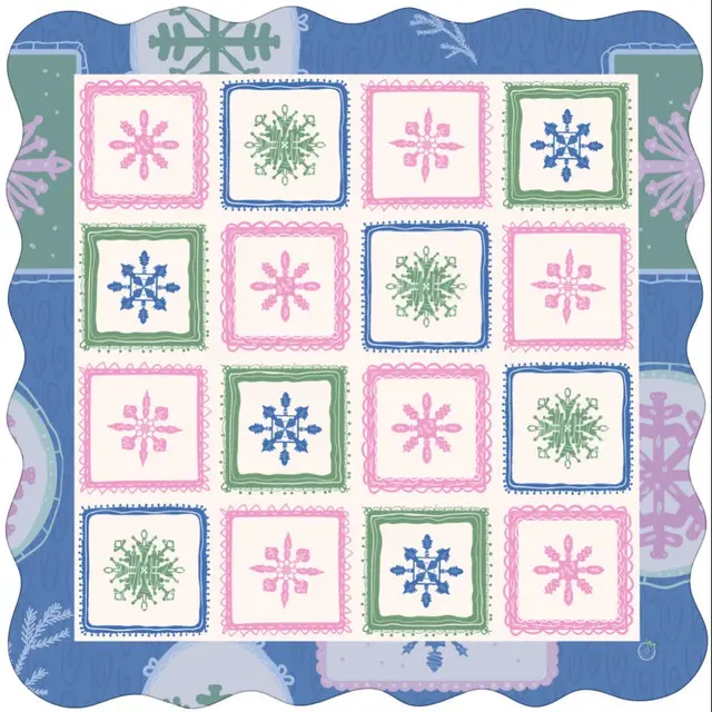 House of Mahj Winter Whimsy SCALLOPED Mahjong Mat (Ship Rolled Up)