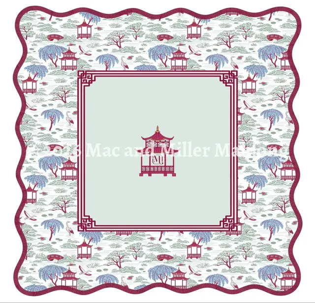Mac & Miller Mahjong Heirloom Collection: Chinoiserie Scalloped Mahjong Mat