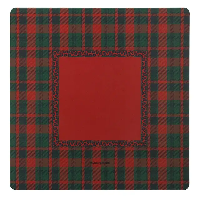 Mahj a la Mode Holiday Plaid Mat - Leopard Red