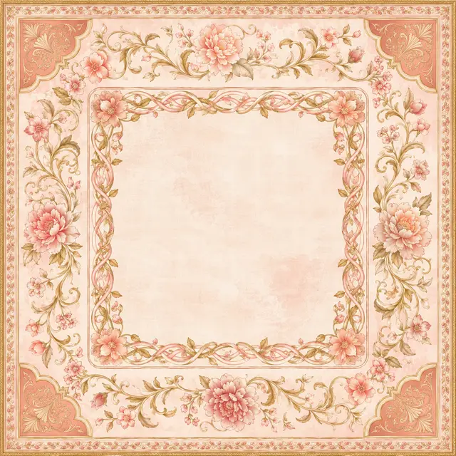 Pat's Monograms Rose & Gilt — Blush Baroque Mahjong Mat