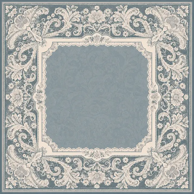 Pat's Monograms Something Blue — Steel Blue Lace Mahjong Mat