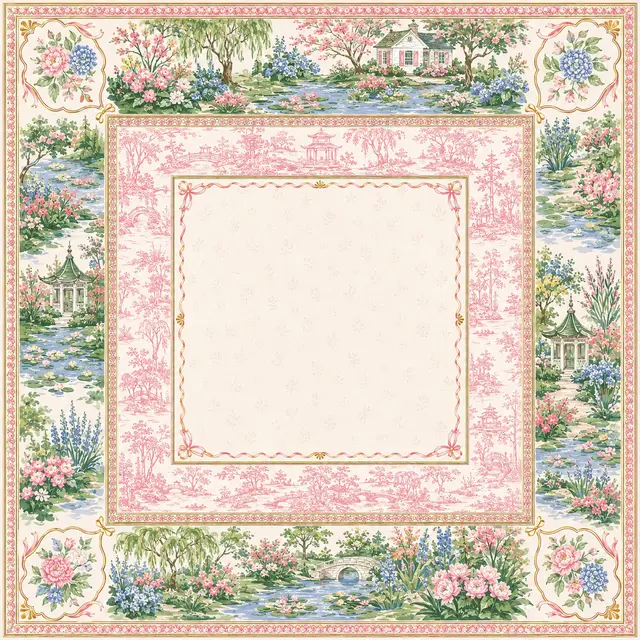 Pat's Monograms Sunday in the Garden — Chinoiserie Mahjong Mat
