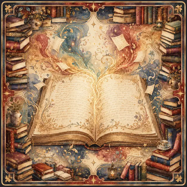 Pat's Monograms The Enchanted Library — Book Lover Mahjong Mat
