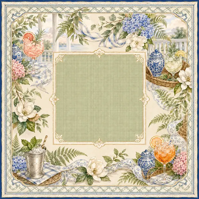 Pat's Monograms The Veranda — Cocktail Garden Mahjong Mat
