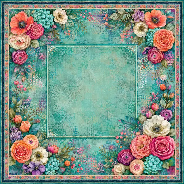 Pat's Monograms Wildly in Bloom — Boho Floral Mahjong Mat