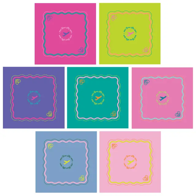 Peace Love Mahjong Mile High Mahj Club Travel Mats — Light Pink with Chartreuse