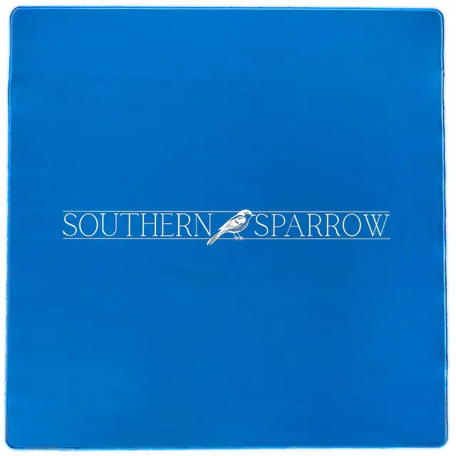 Southern Sparrow MAHJONG GAME MAT: LOGO IN LAKE BLUE