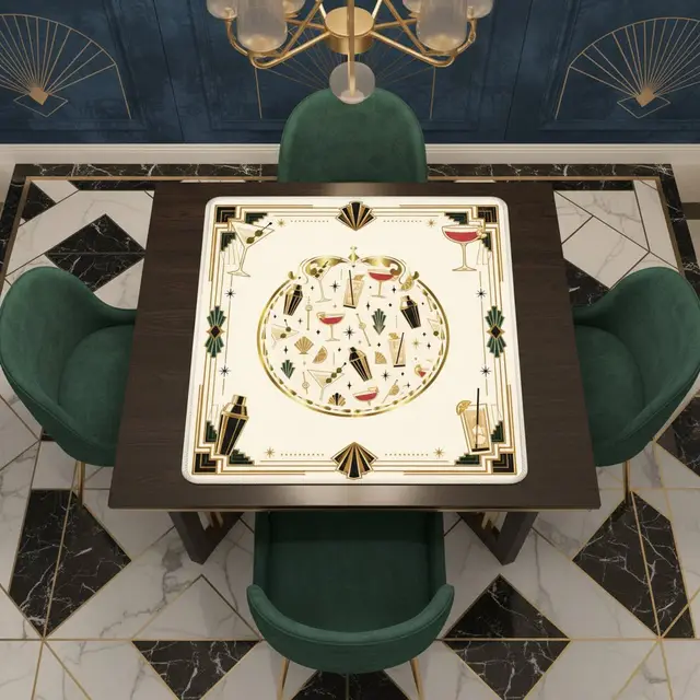Splash Of Mahj And Color Co. Art Deco Speakeasy Cocktail Mahjong Mat