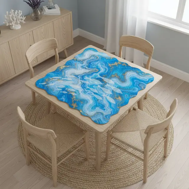 Splash Of Mahj And Color Co. Aruba Oceanic Scalloped Mahjong Mat