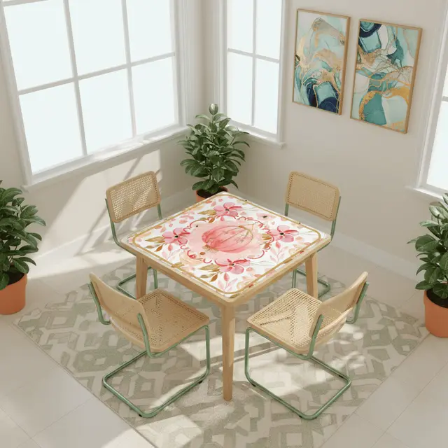 Splash Of Mahj And Color Co. Asian Chinese Blossom, Watercolor Floral Pretty Mahjong Mat