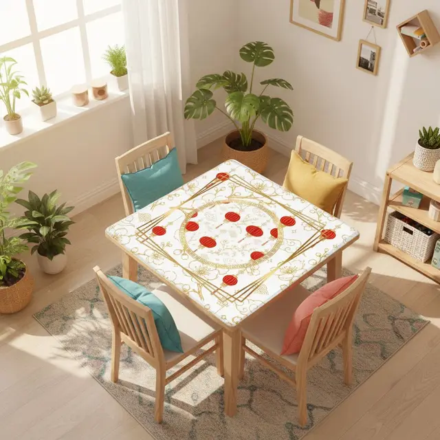Splash Of Mahj And Color Co. Asian Chinese Lanterns Mahjong Mat
