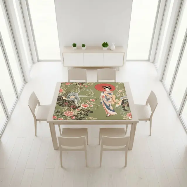Splash Of Mahj And Color Co. Asian Floral Geisha Girl Mahjong Mat 33"x33