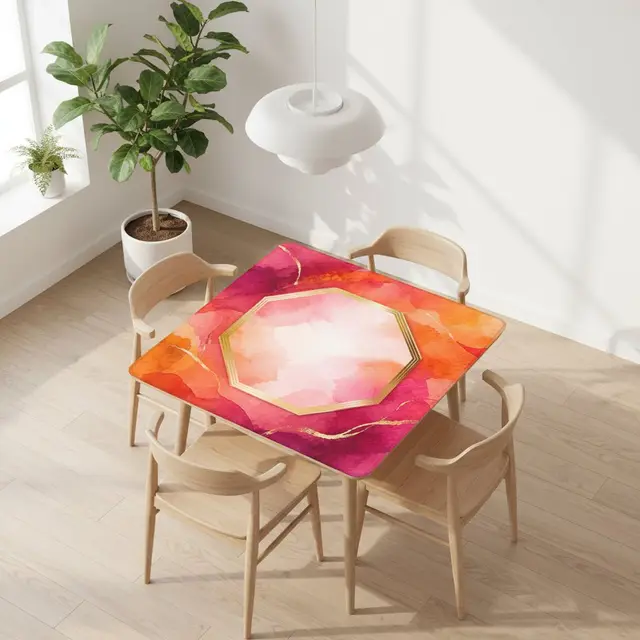 Splash Of Mahj And Color Co. Bejeweled Watercolor, Fuchsia, Orange And Gold Flecked Mahjong Mat