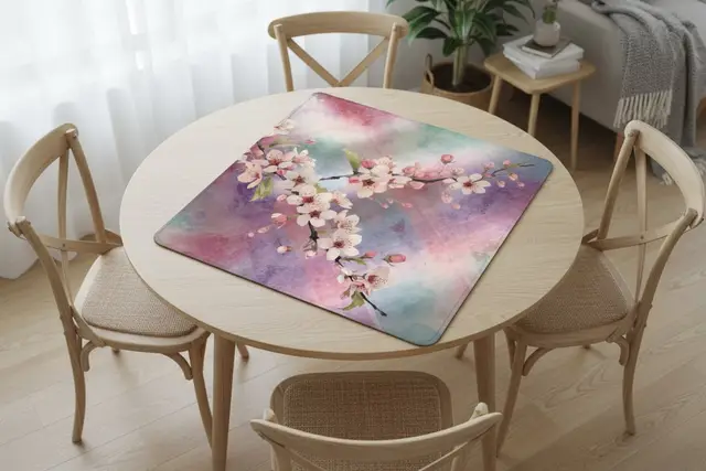 Splash Of Mahj And Color Co. Blossoms in Bloom Watercolor Plaid Mahjong Mat 33"x33