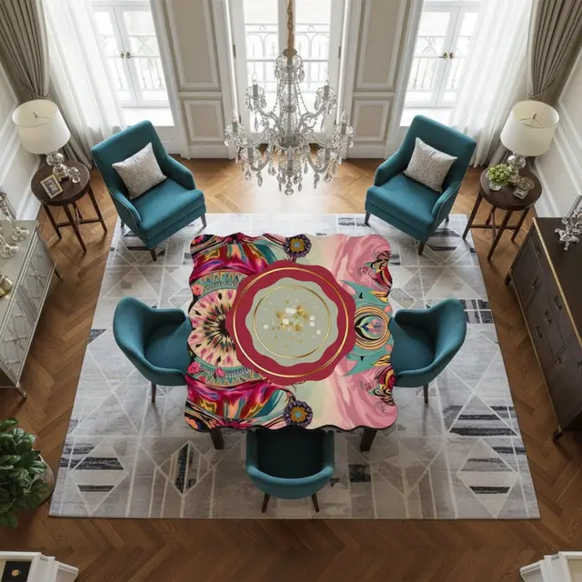 Splash Of Mahj And Color Co. Bohemian Bejeweled Scalloped Mahjong Mat