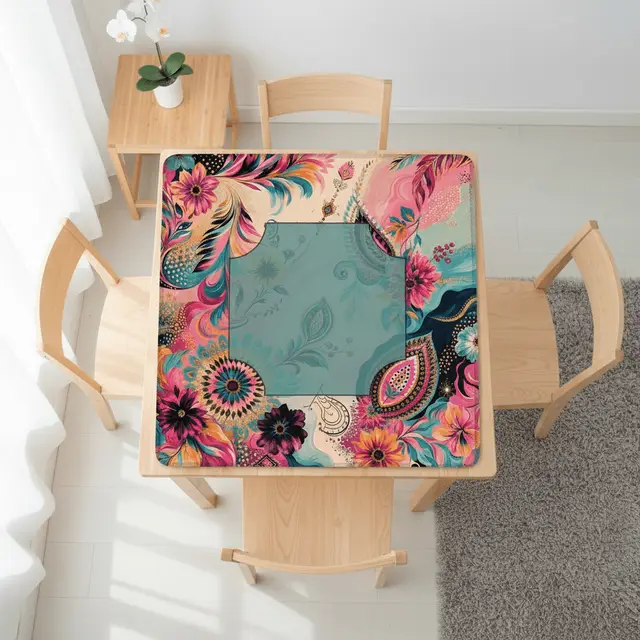 Splash Of Mahj And Color Co. Boho Floral Infusion Bejeweled Edition #2 Mahjong Mat