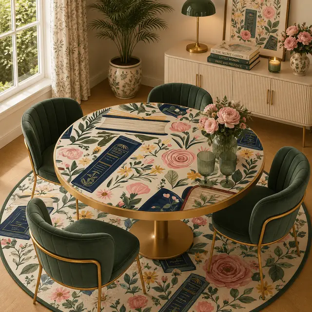 Splash Of Mahj And Color Co. Books And Nooks Round Mahjong Mat