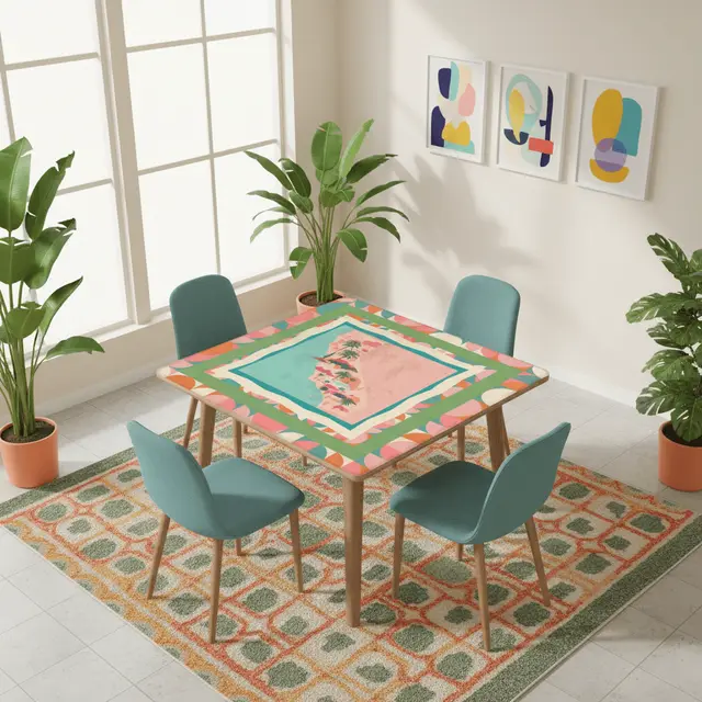 Splash Of Mahj And Color Co. California Dreaming State Pride Modern Coral, Green Pink Preppy Mahjong Mat