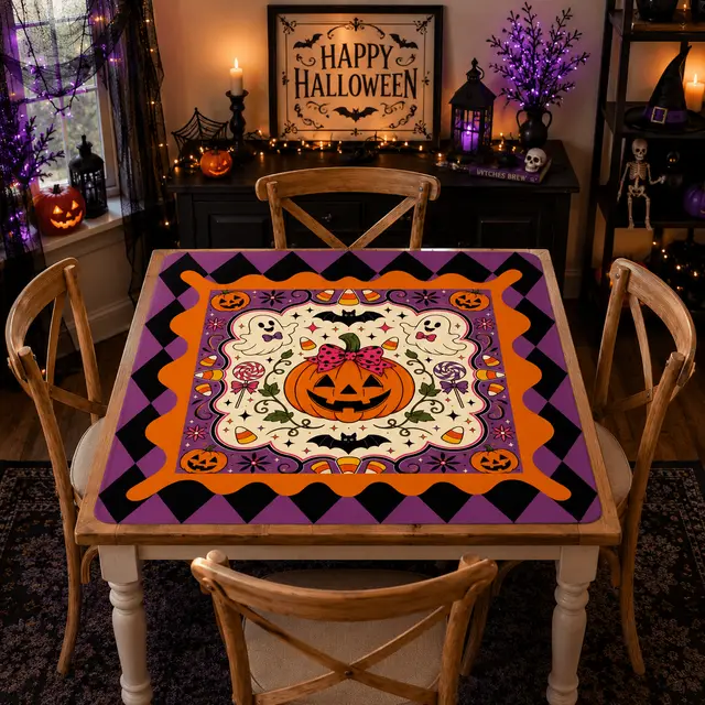 Splash Of Mahj And Color Co. Candy Corn & Cackles Mahjong Mat Custom Mahjong Mat