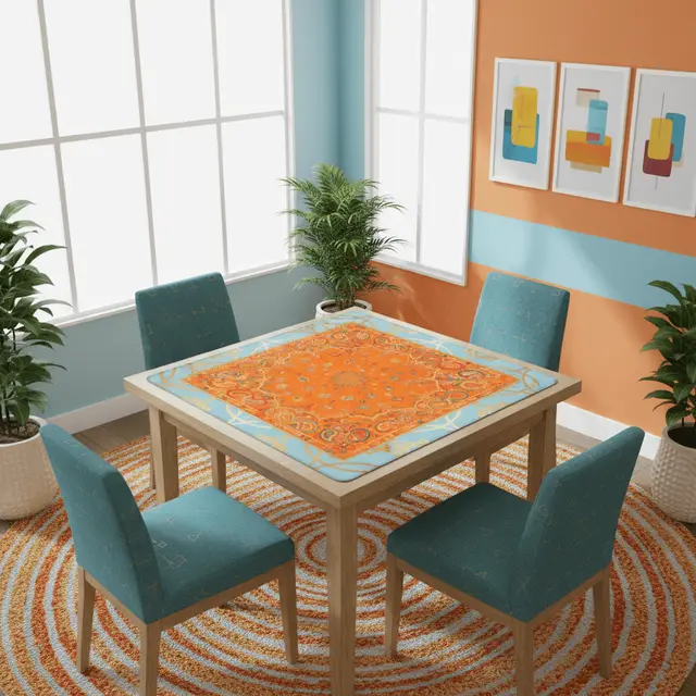 Splash Of Mahj And Color Co. Celestial Glow Up Orange, Blue Mahjong Mat