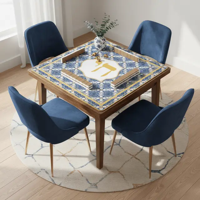 Splash Of Mahj And Color Co. Chai Royale Jewish Designed Lucky Number 18 Mahjong Mat