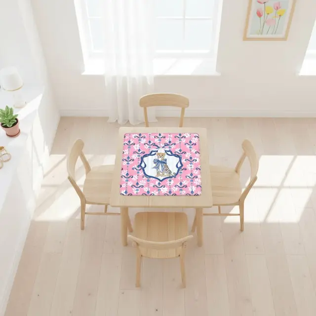 Splash Of Mahj And Color Co. Charleston Cheetah Preppy Pink Floral Mahjong Mat
