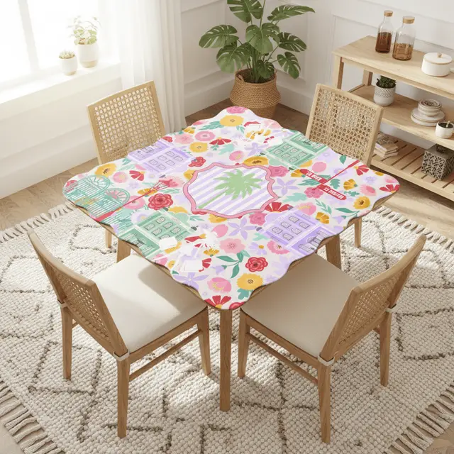 Splash Of Mahj And Color Co. Charleston South Carolina Mahjong Whimsical Scalloped Mahjong Mat