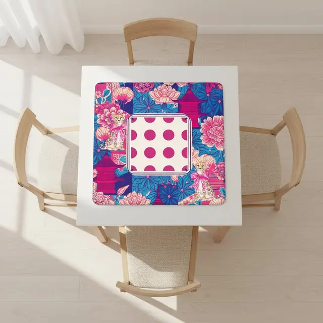 Splash Of Mahj And Color Co. Cheetah Dynasty Pink Pagoda Mahjong Mat