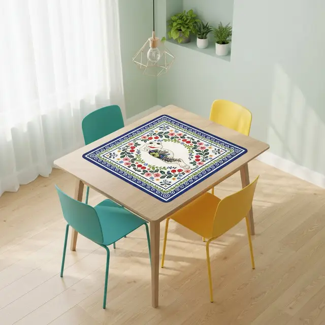 Splash Of Mahj And Color Co. Cherry Toad Polish Pottery Inspired Mahjong Mat